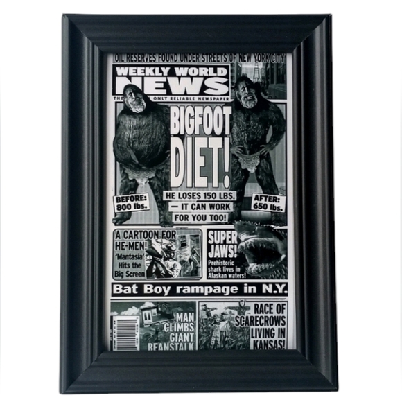 Vintage Bigfoot 90s Weekly World Paranormal Oddity Frame Photo Print Unusual - Picture 1 of 7